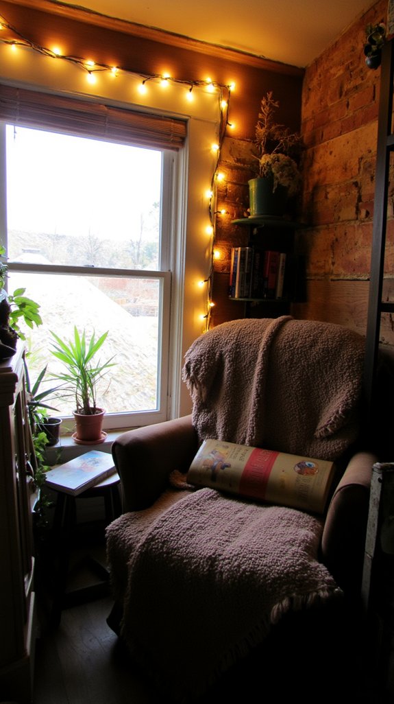 cozy corner with fairy lights