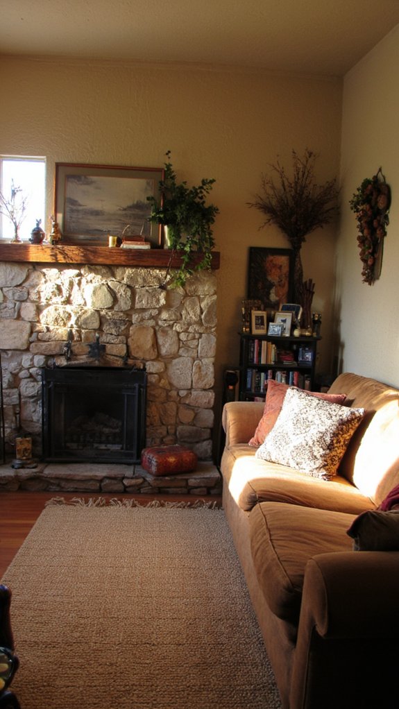 cozy fireplace as focal point