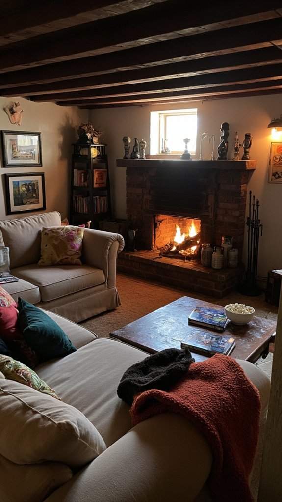 cozy fireplace enhances ambiance