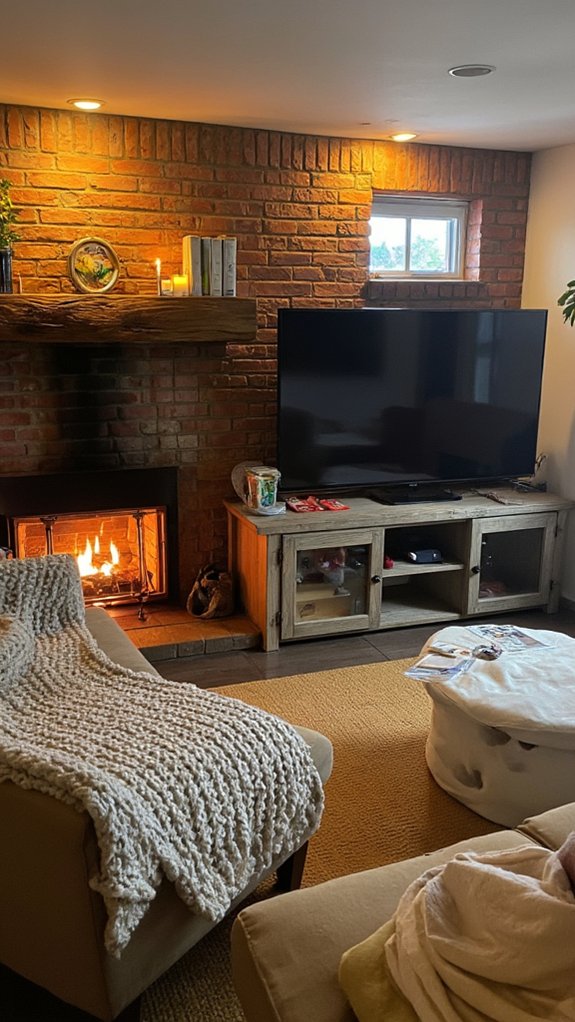 cozy fireplace enhances ambiance