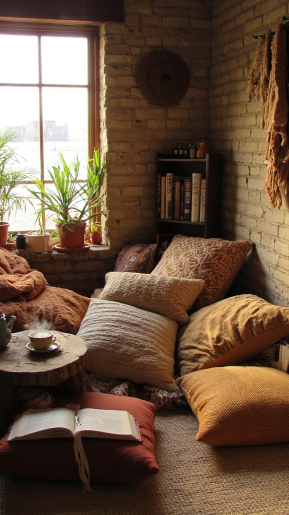 cozy floor cushion nook