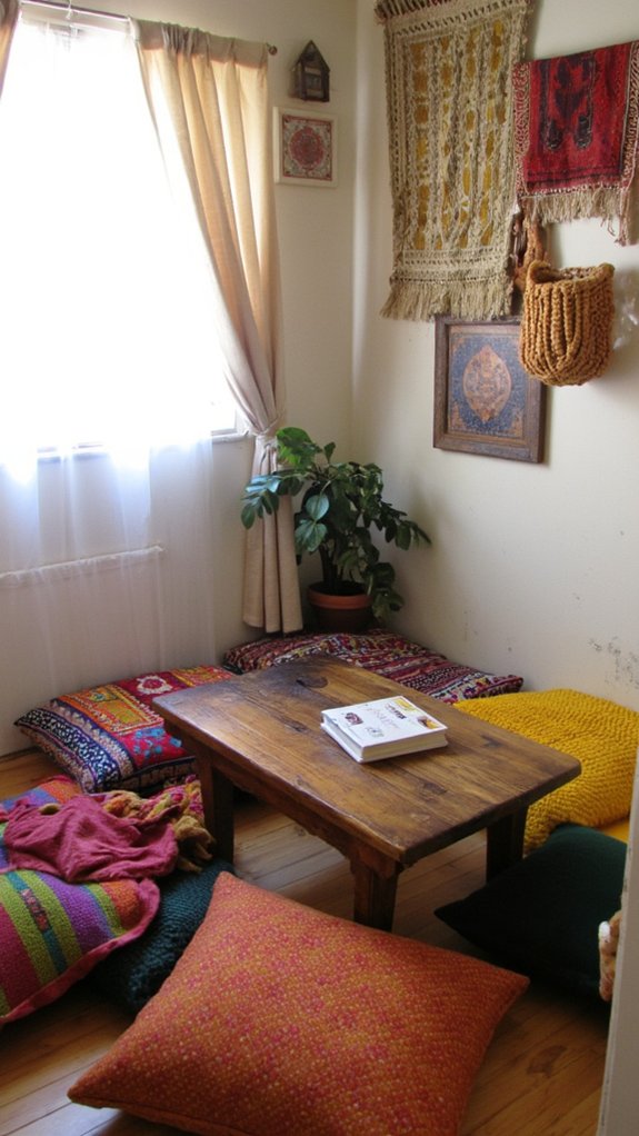 cozy floor cushion nook