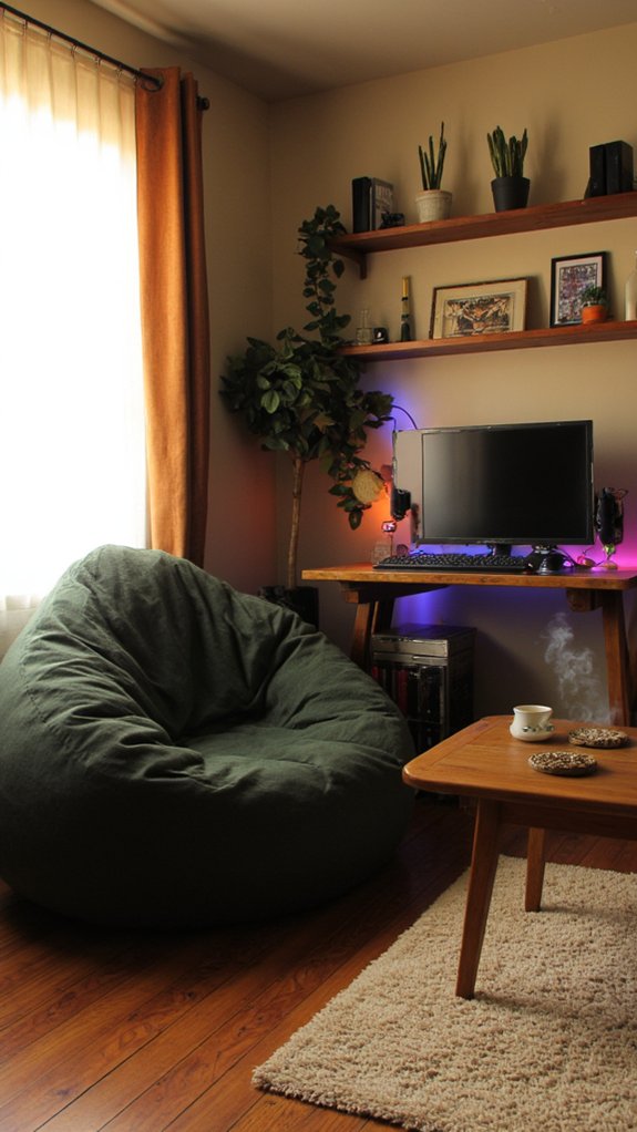 cozy gaming corner setup