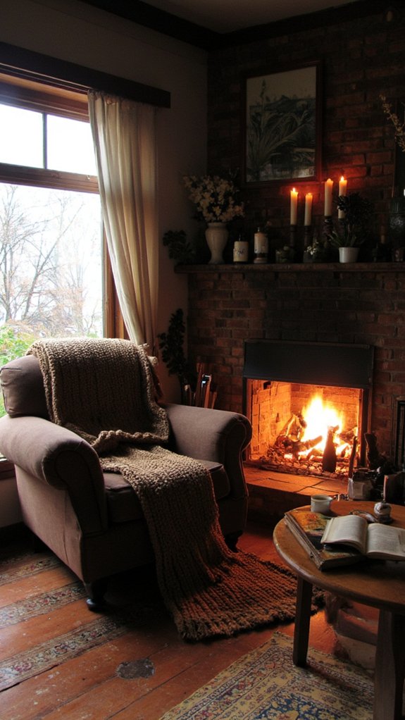 cozy gaming fireplace nook