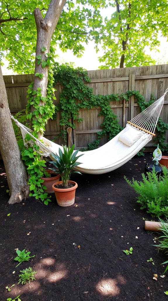 cozy hammock in foliage