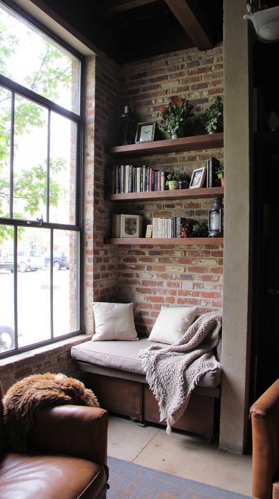 cozy industrial reading nook