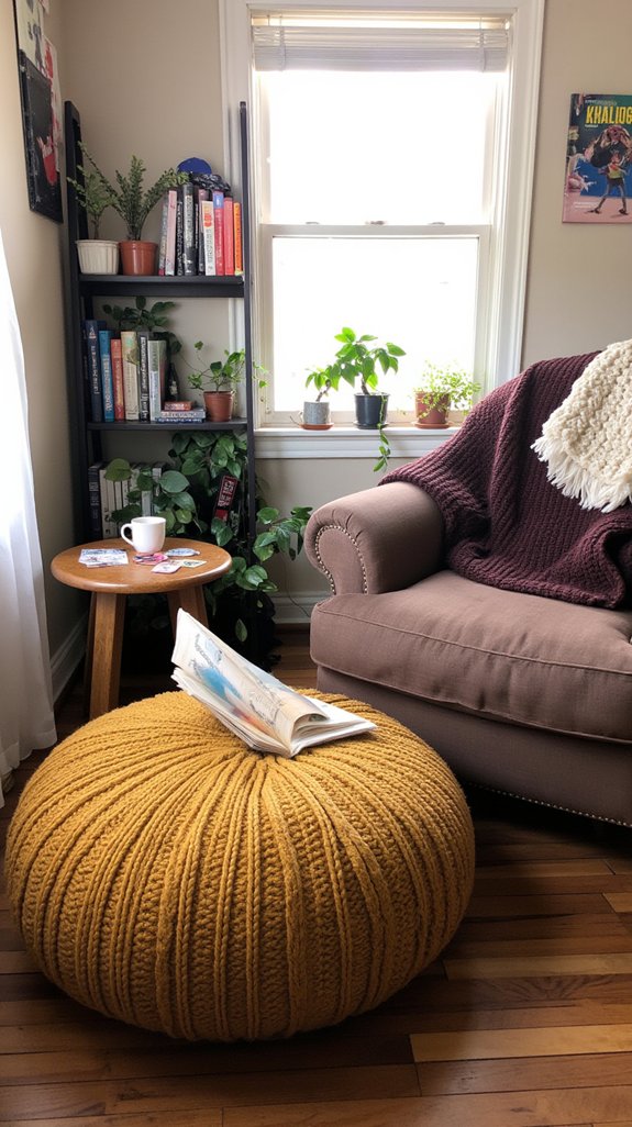 cozy knitted poufs seating