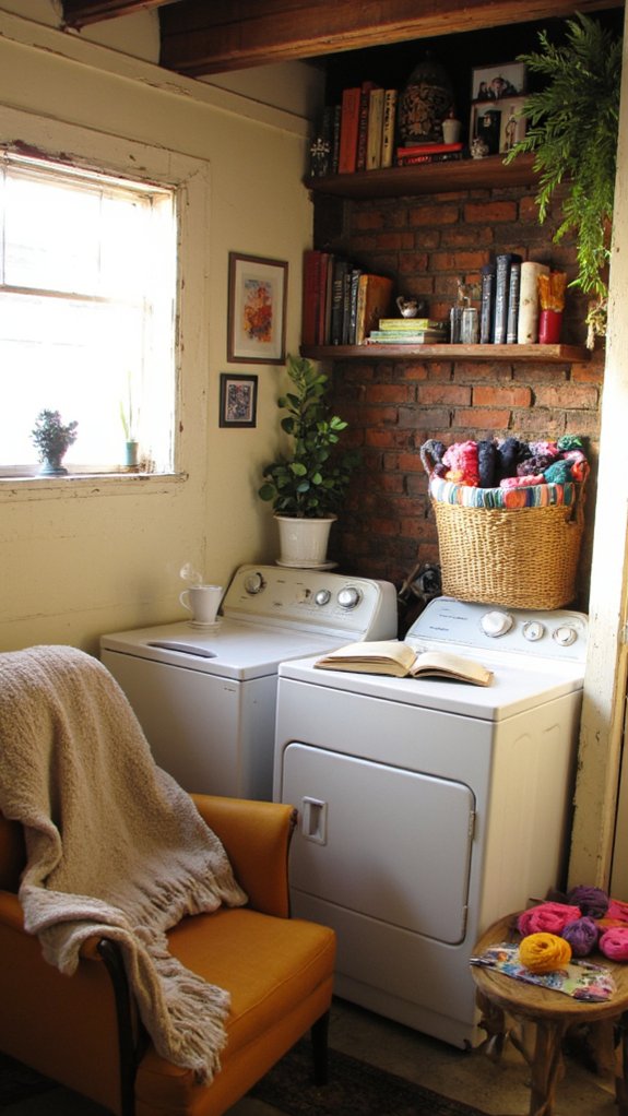 cozy laundry reading nook