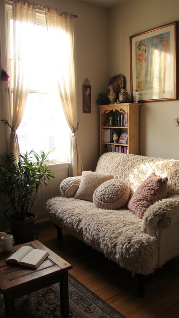 cozy loveseat reading nook