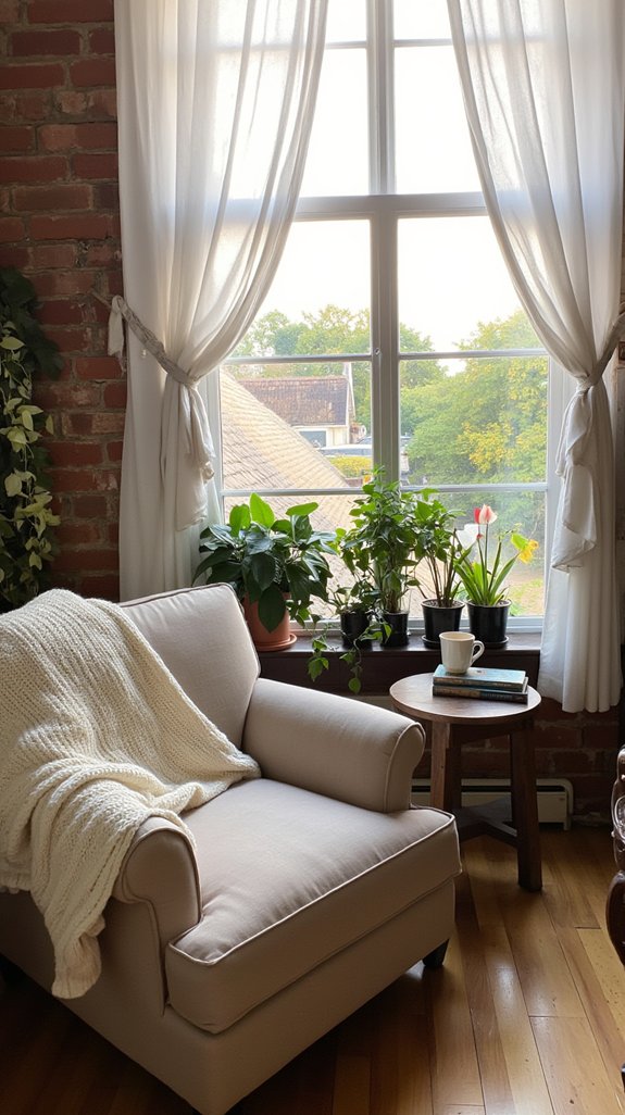 cozy neutral reading nook