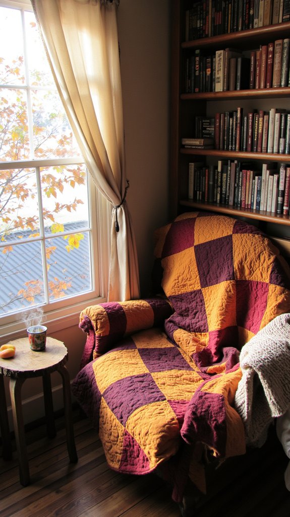 cozy quilted reading nook