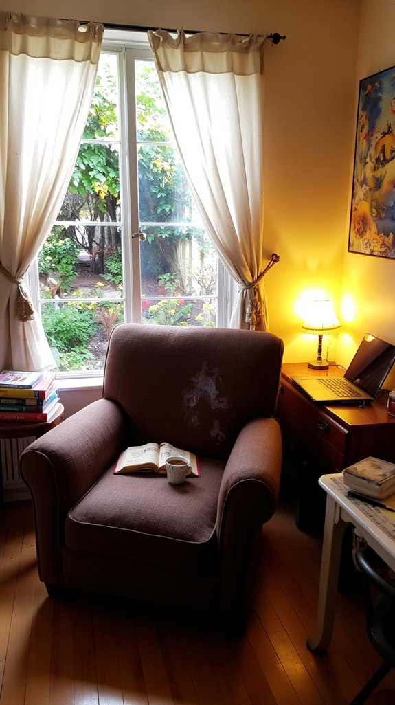 cozy reading and work space