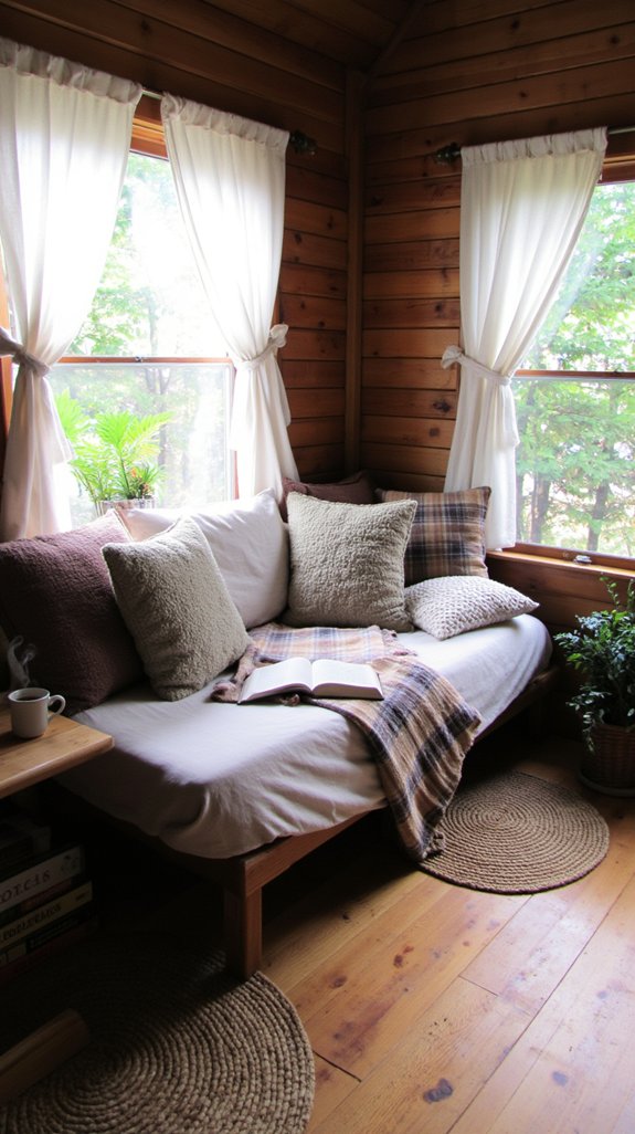 cozy rustic reading nook