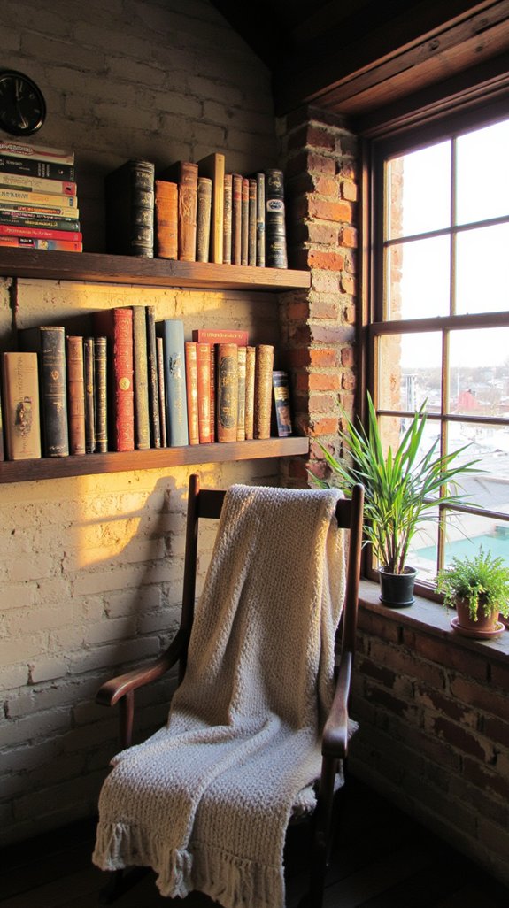 cozy rustic reading nook