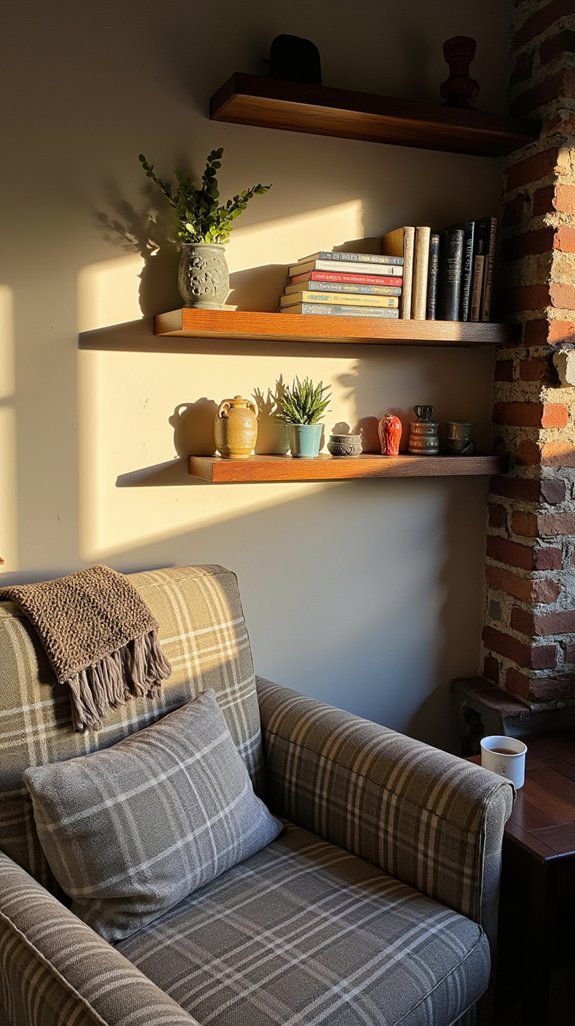 cozy rustic wooden shelves