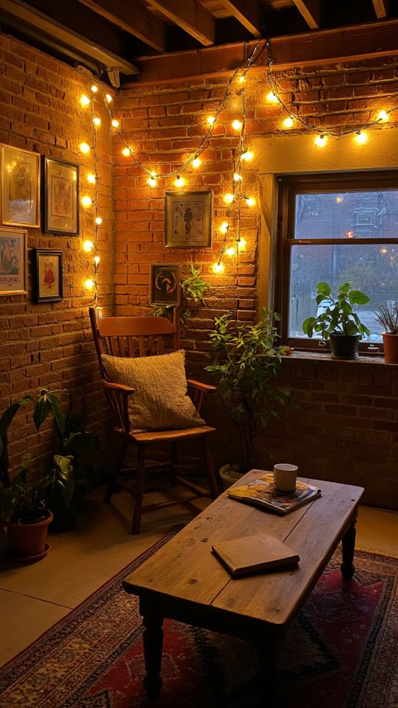 cozy string lights ambiance