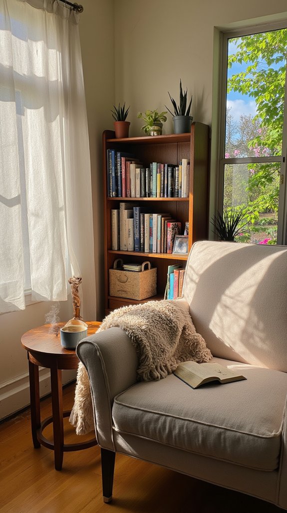 cozy sunlit reading nook