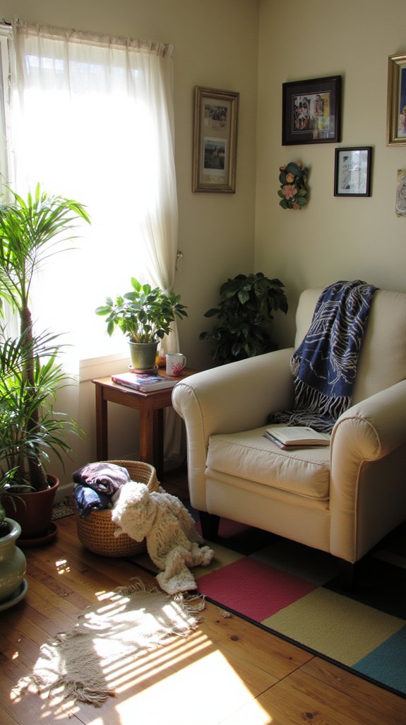 cozy sunroom reading nook