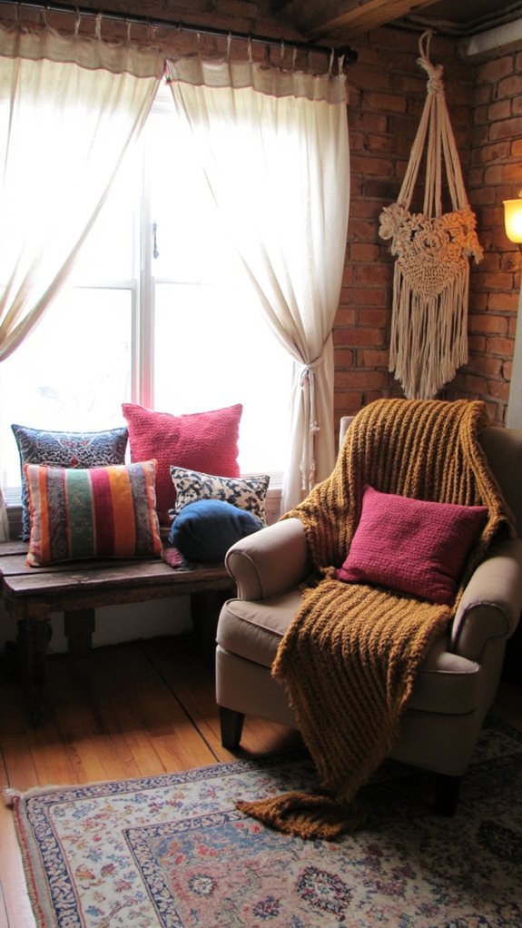 cozy textiles enhance basement warmth