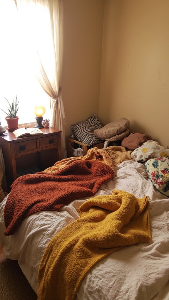 cozy textured layered blankets