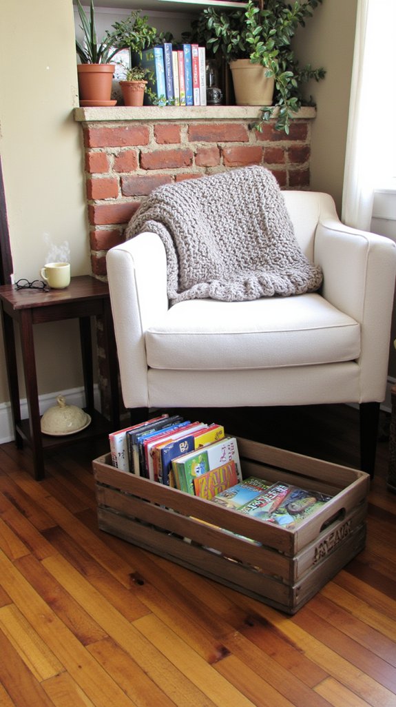 cozy under bed book storage