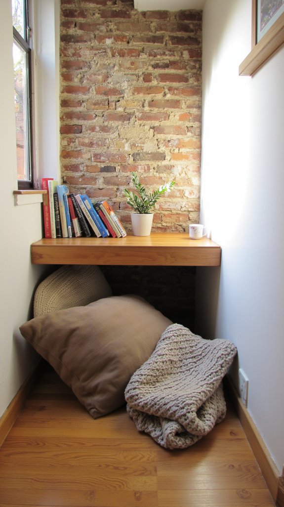 cozy under stair reading nook