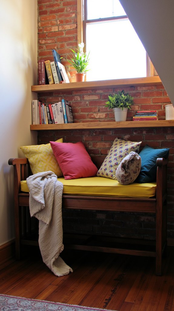 cozy under stair reading nook
