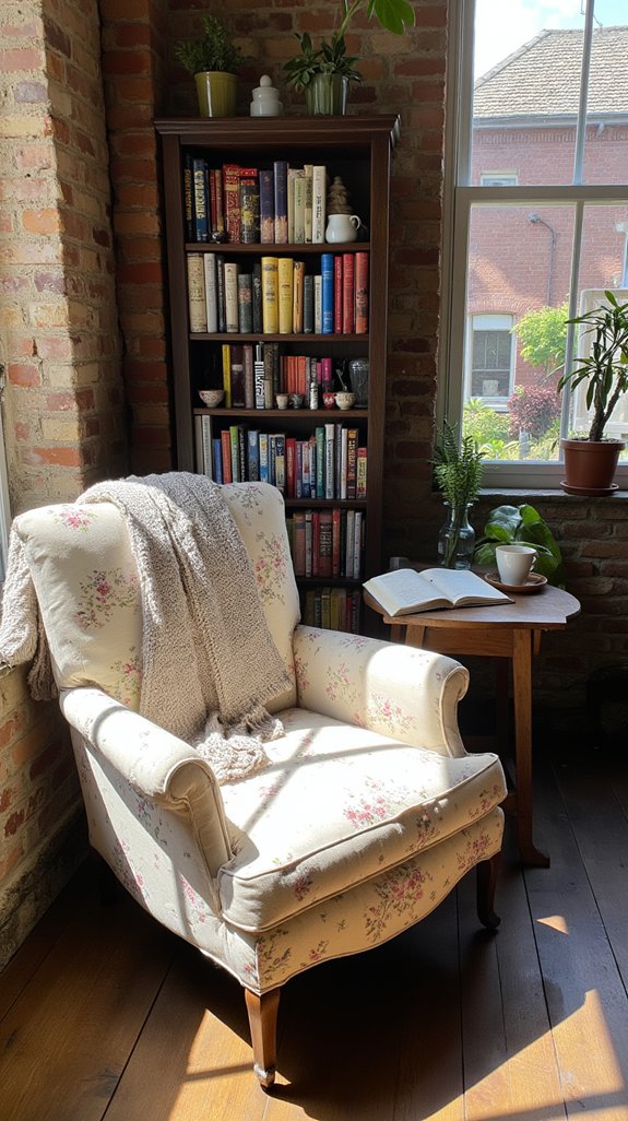 cozy vintage reading nook