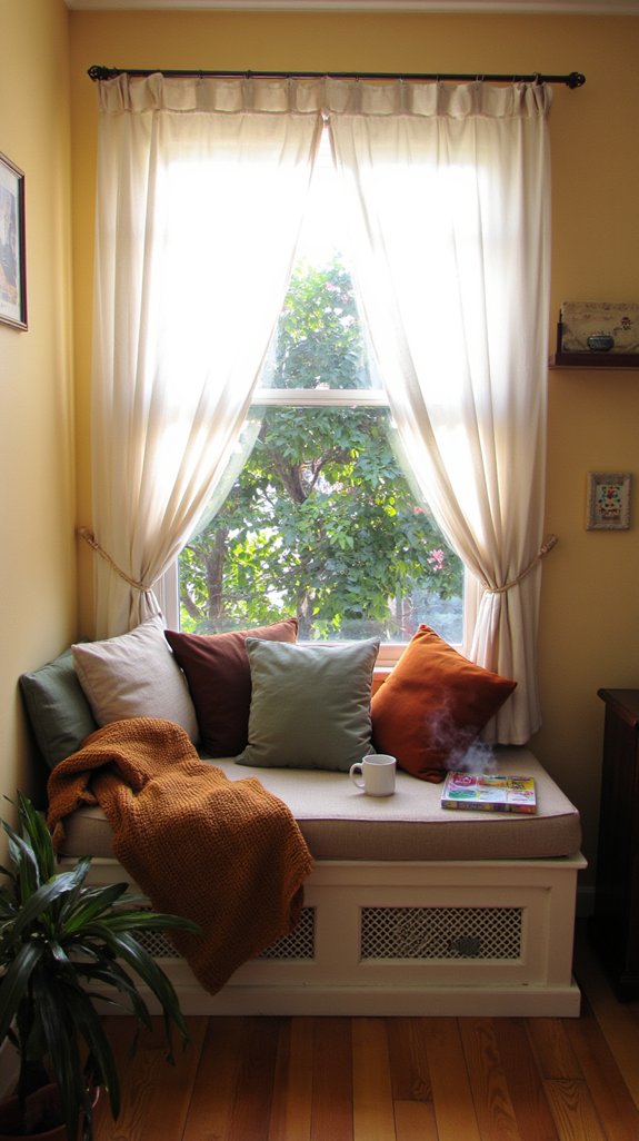 cozy window seat reading