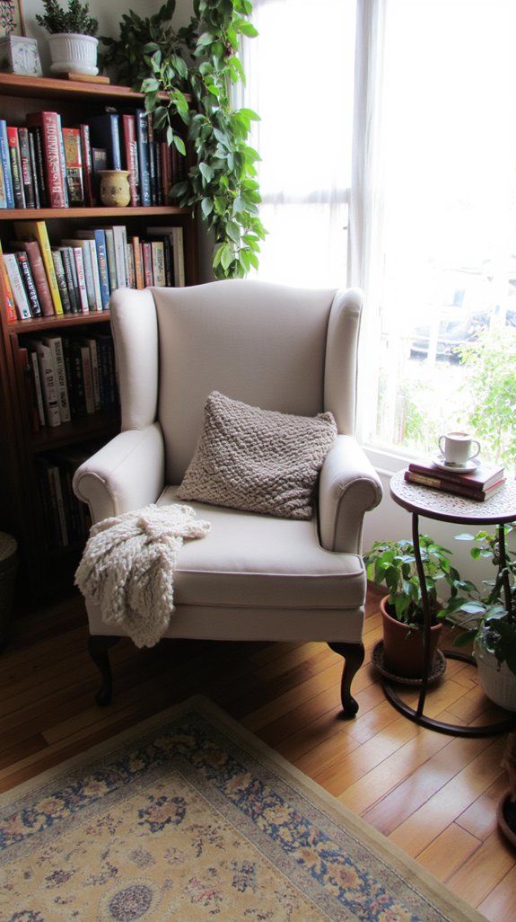 cozy wingback chair nook