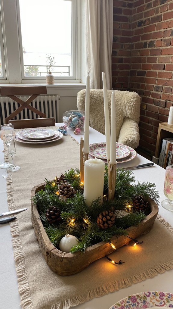 cozy winter centerpiece arrangement