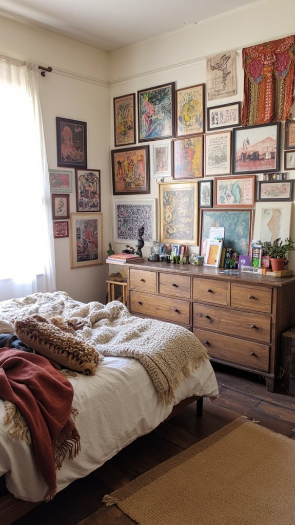 diverse boho gallery wall