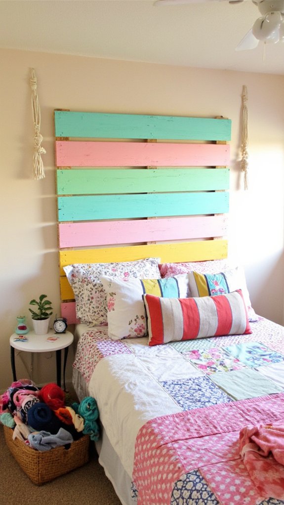 diy vibrant pallet headboard
