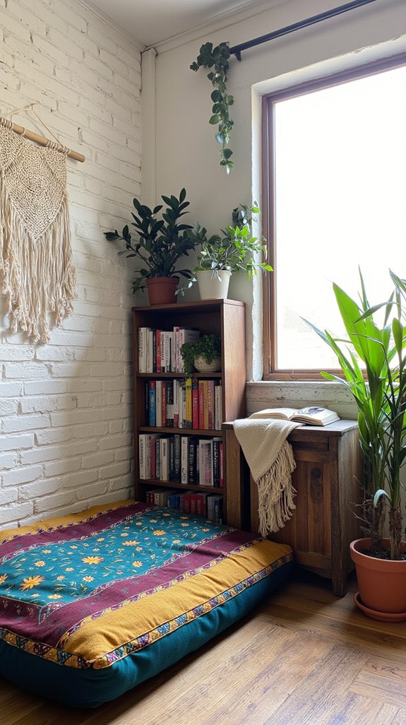eclectic cozy reading nook