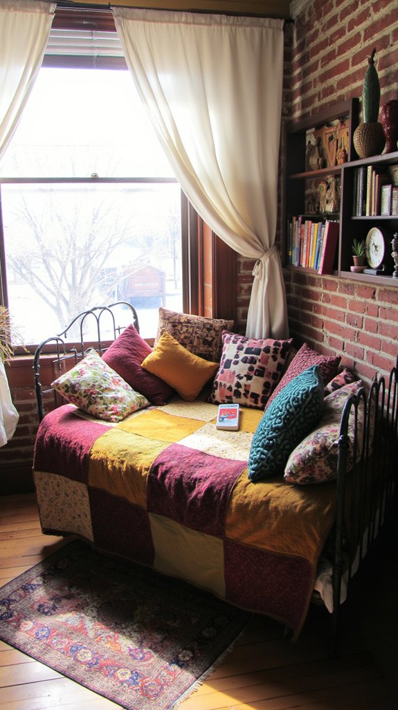 eclectic cozy reading nook