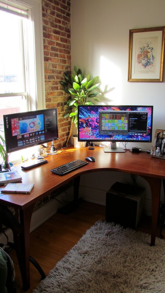 elegant dual monitor workspace setup