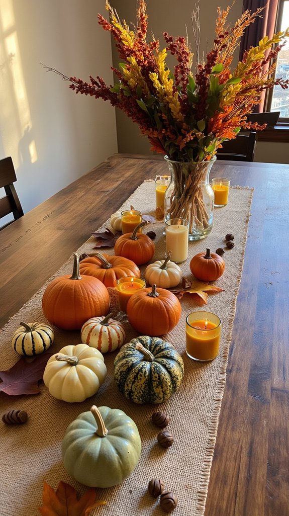 fall centerpieces with pumpkins