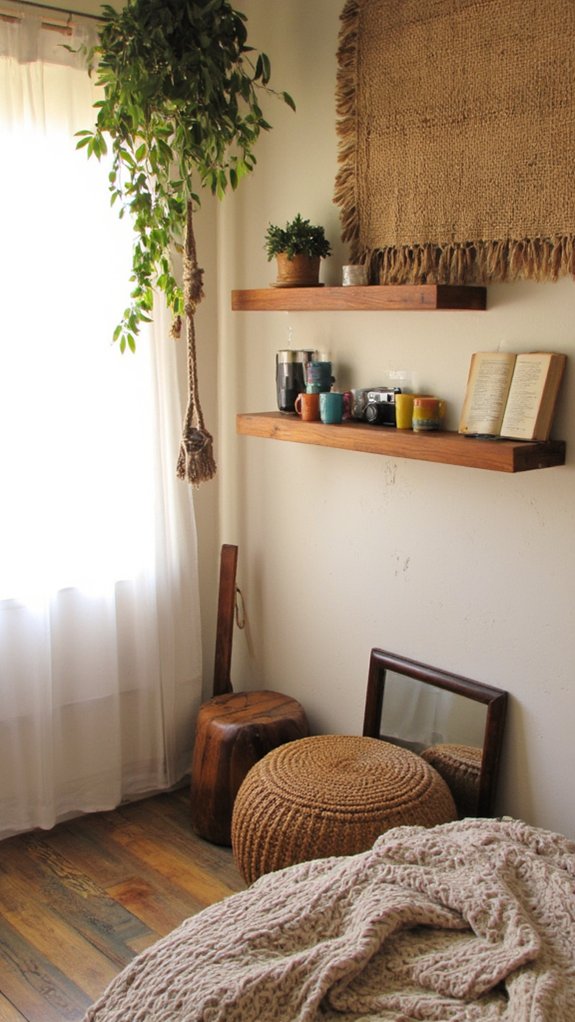 floating shelves display treasures