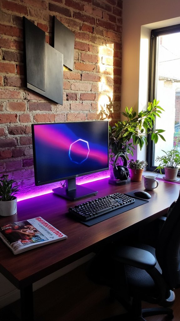 futuristic gaming desk setup