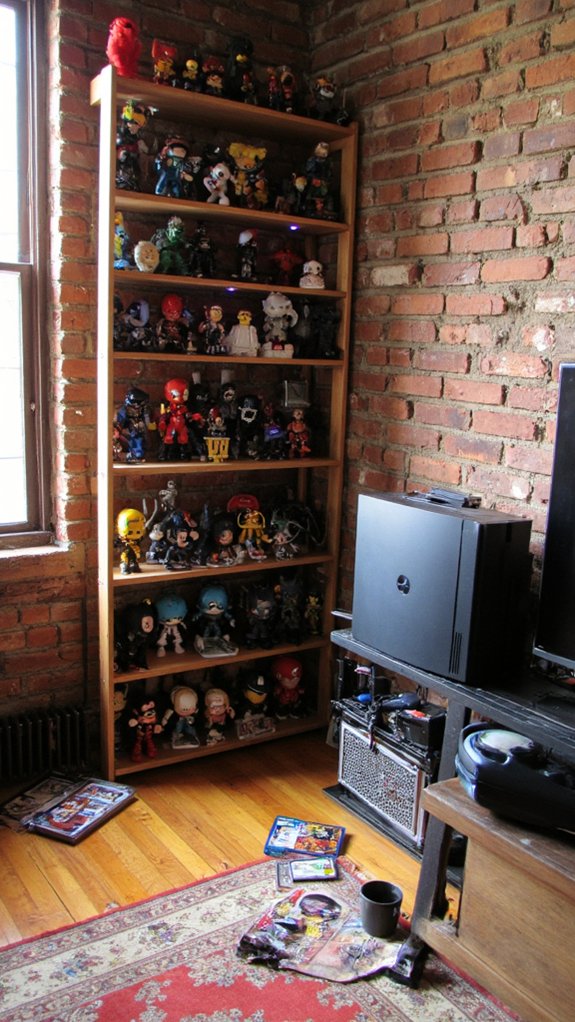 gaming room action figure display
