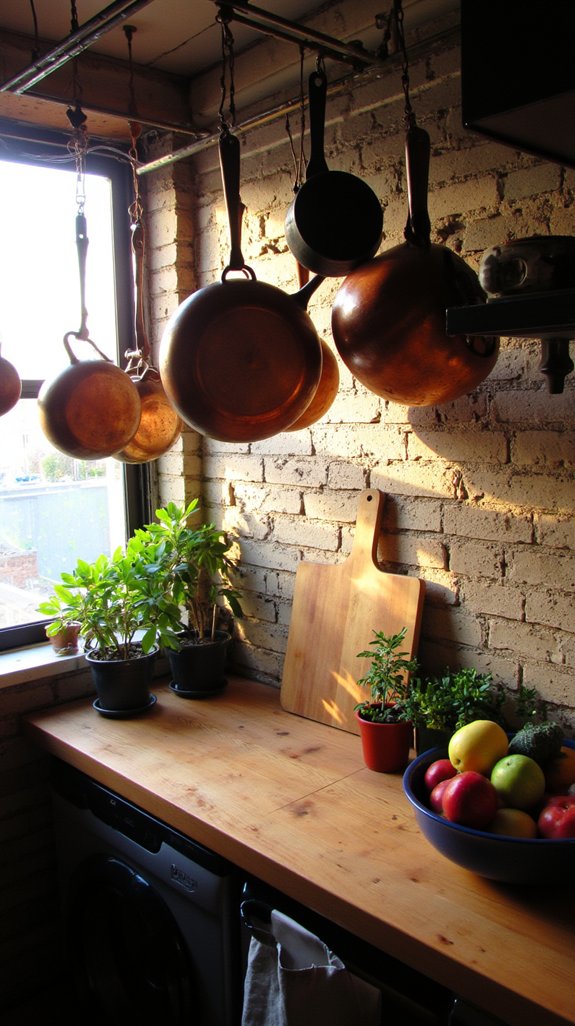 hanging cookware adds charm