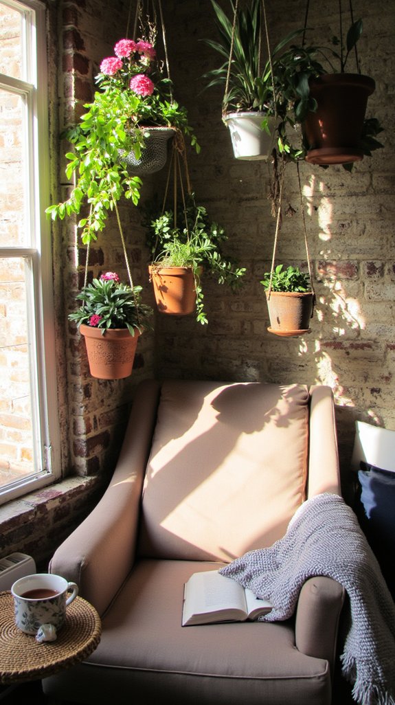 hanging planters enhance ambiance