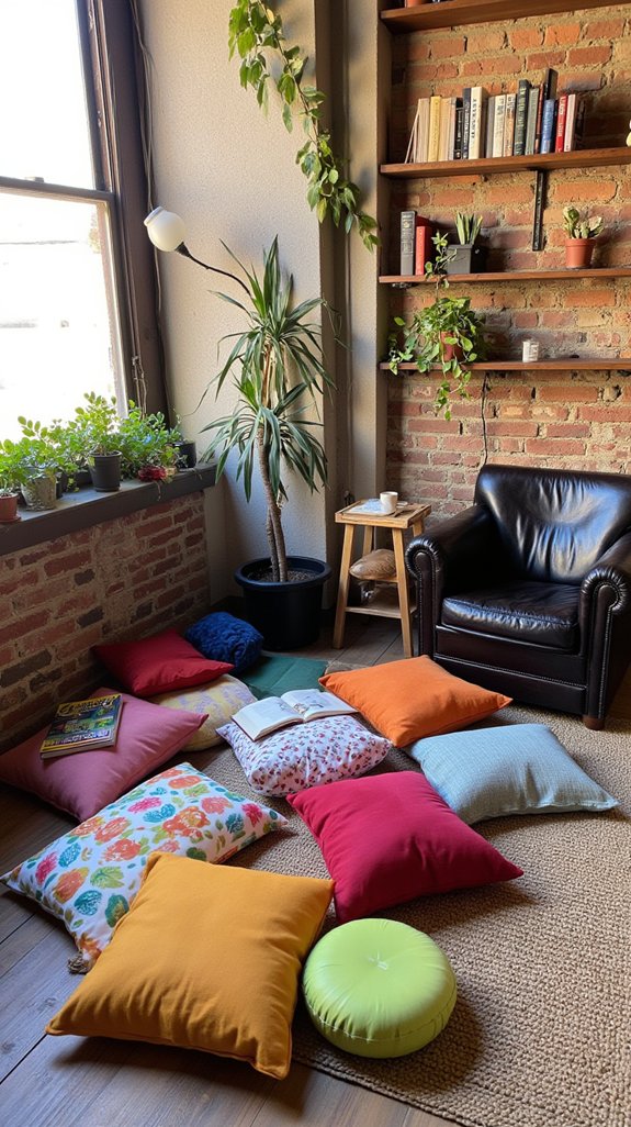 layered floor cushions comfort