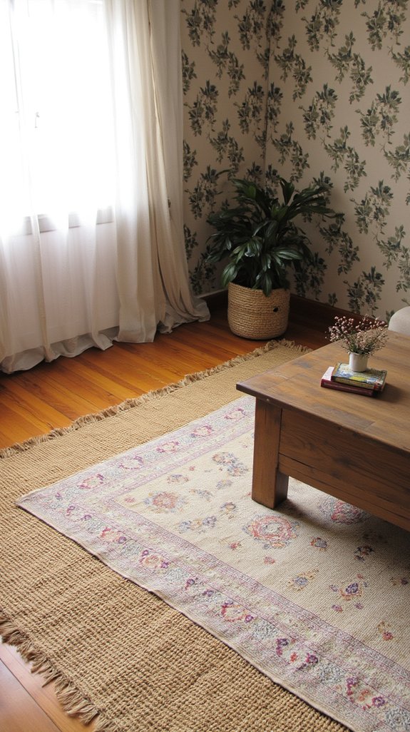 layered rugs create warmth