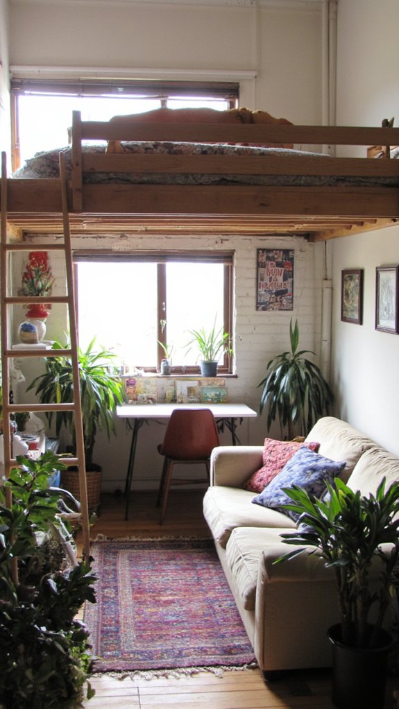 lofted bed for space