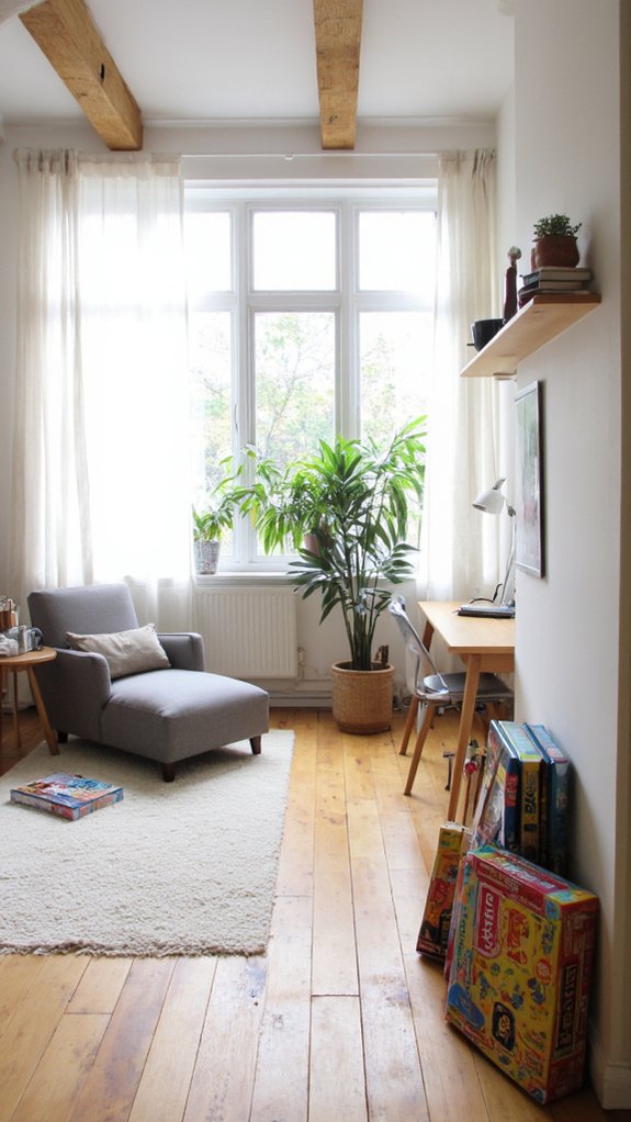 minimalist office play area