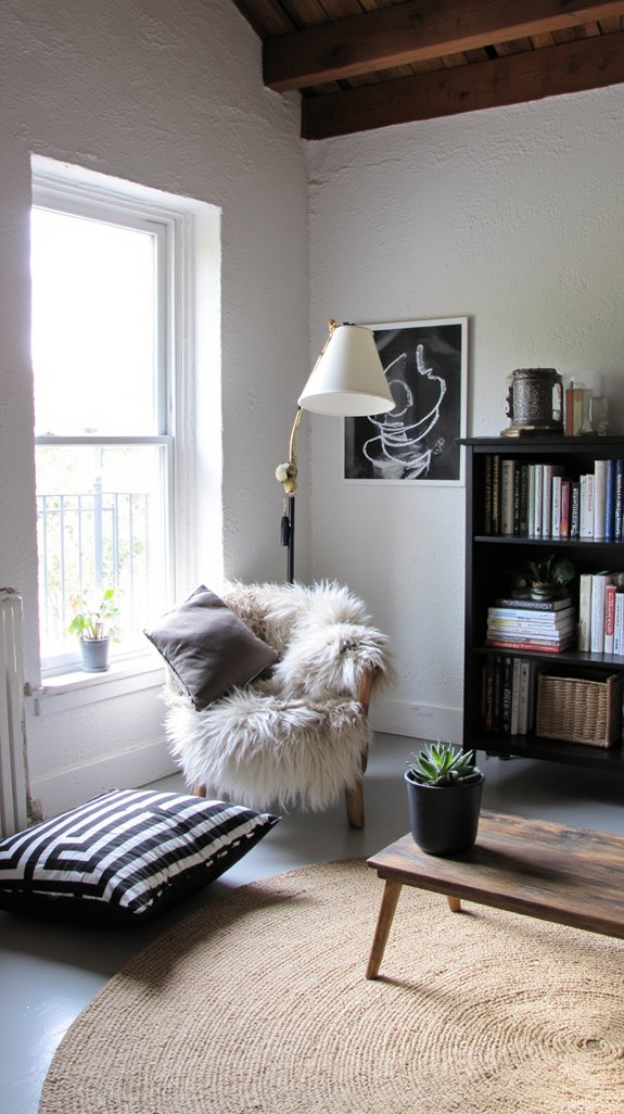 modern monochrome reading nook