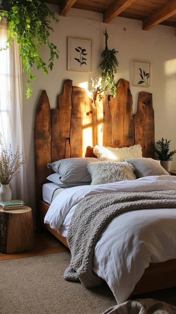 nature inspired rustic headboard design