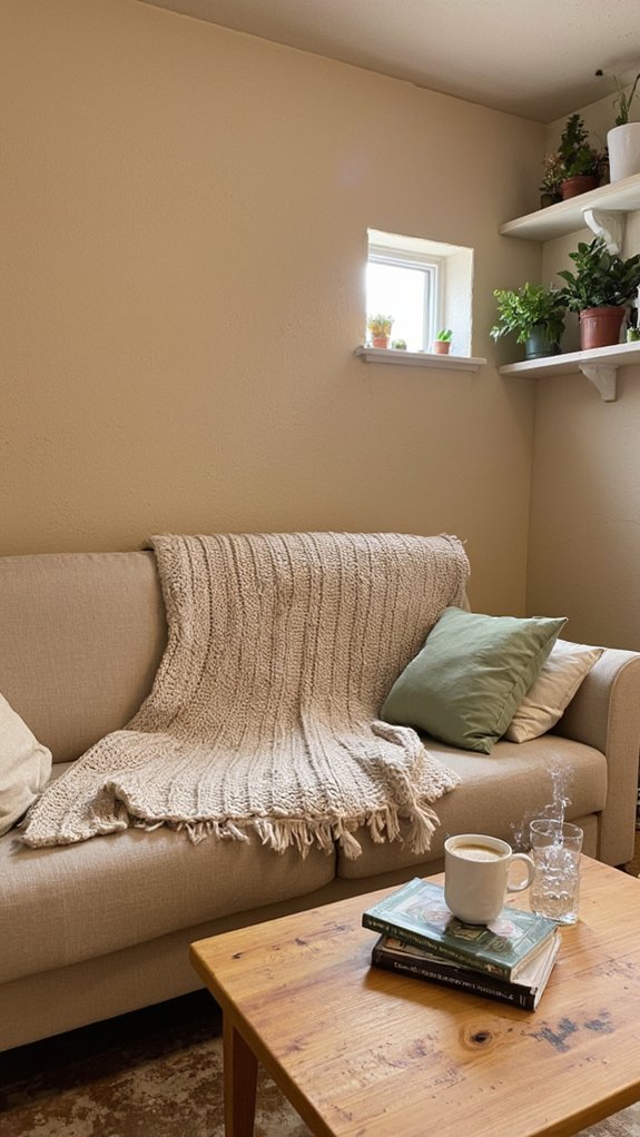 nature inspired warm basement decor