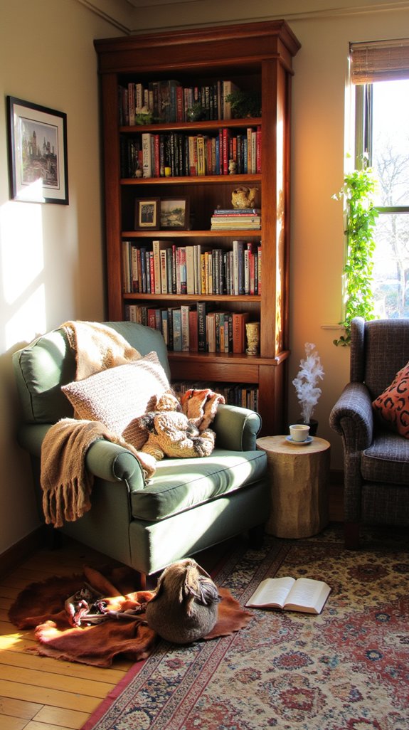 organized reading nook charm